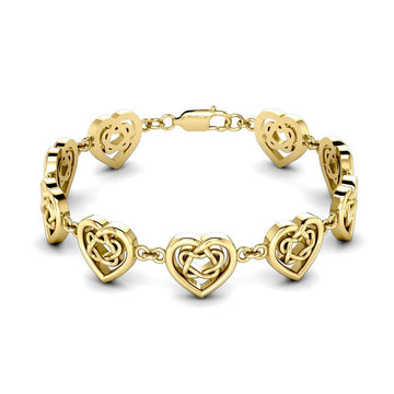 Celtic Knotwork and Hearts 14 Karat Solid Gold Bracelet GTBG737 - Jewelry